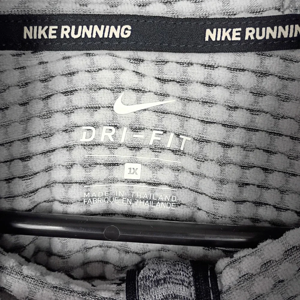 Nike Running Dri-FIT Full Zip Hoodie Women 1X Grey Heather Space Dye Waffle Knit